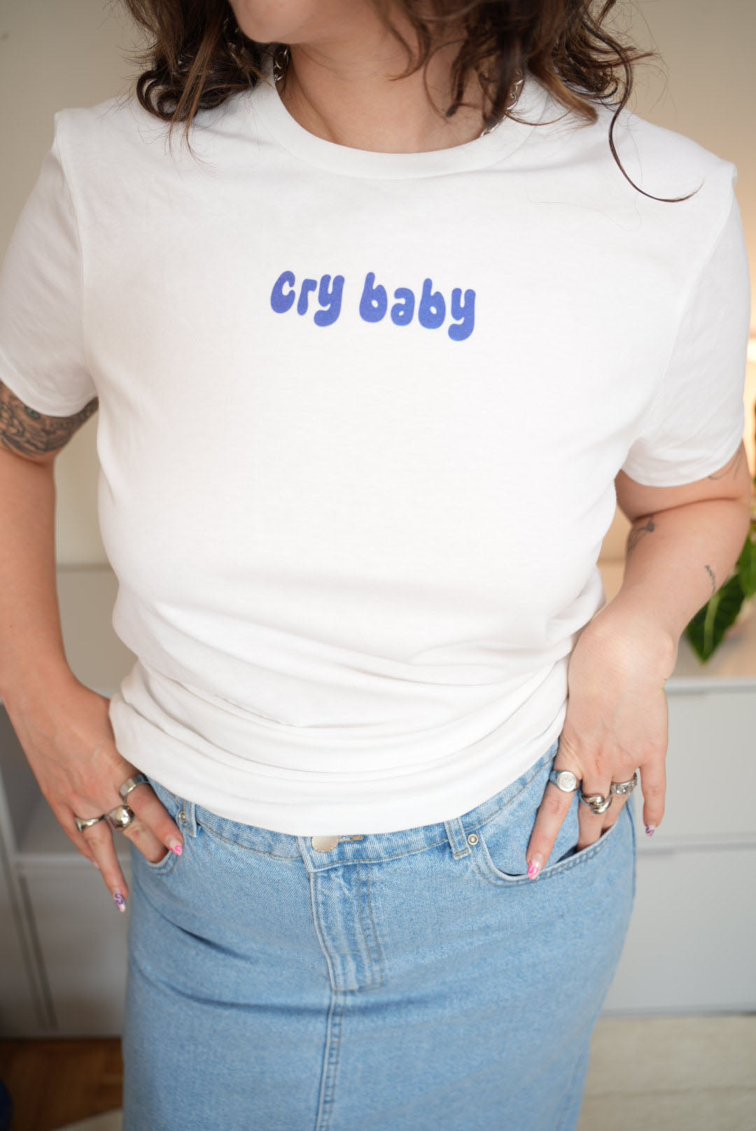 T-shirt „Cry Baby“, weiß