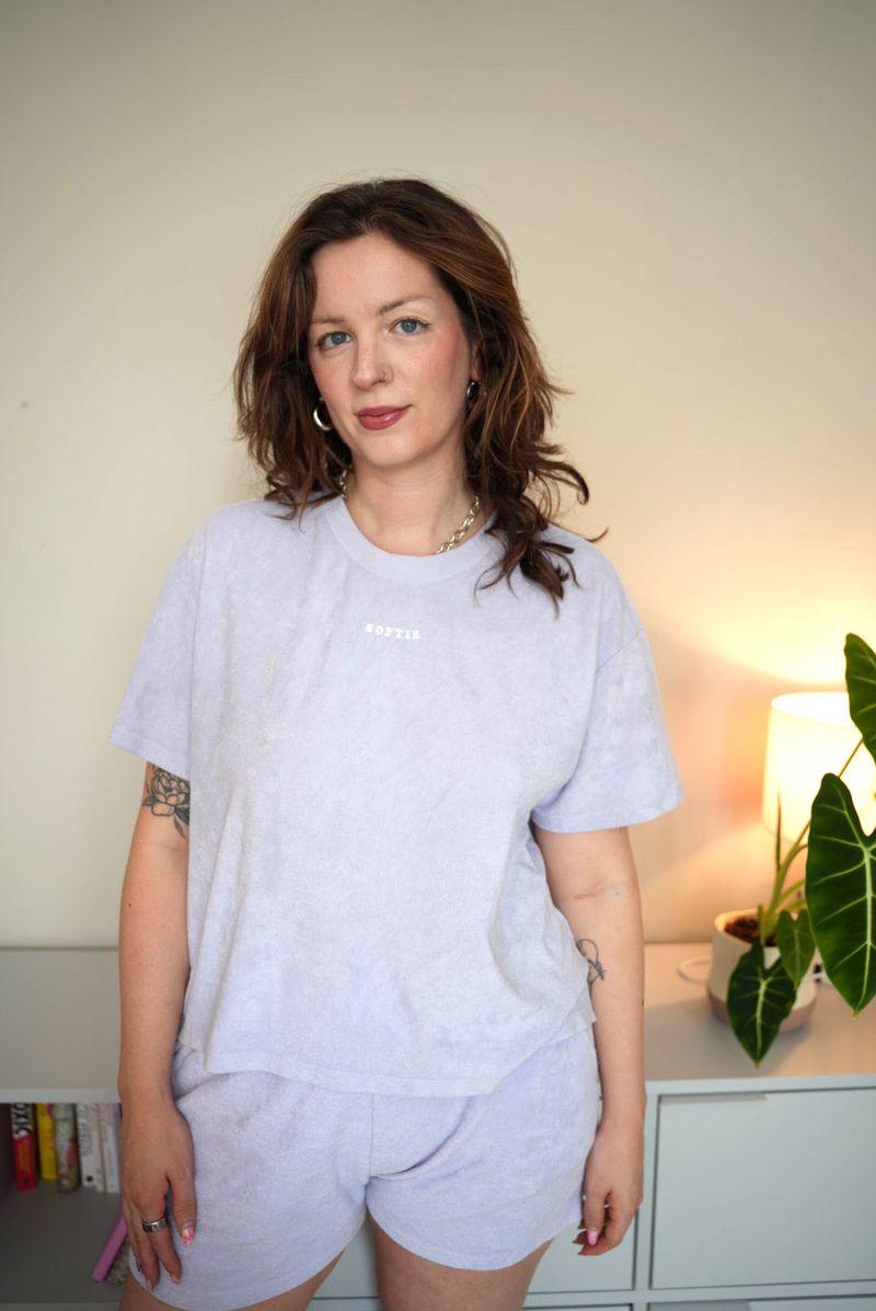 cropped Frottee T-shirt „Softie“, lavender