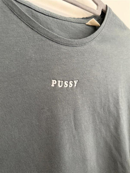 light T-shirt "Pussy", graublau