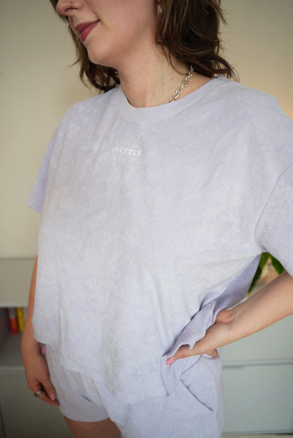 cropped Frottee T-shirt „Softie“, lavender