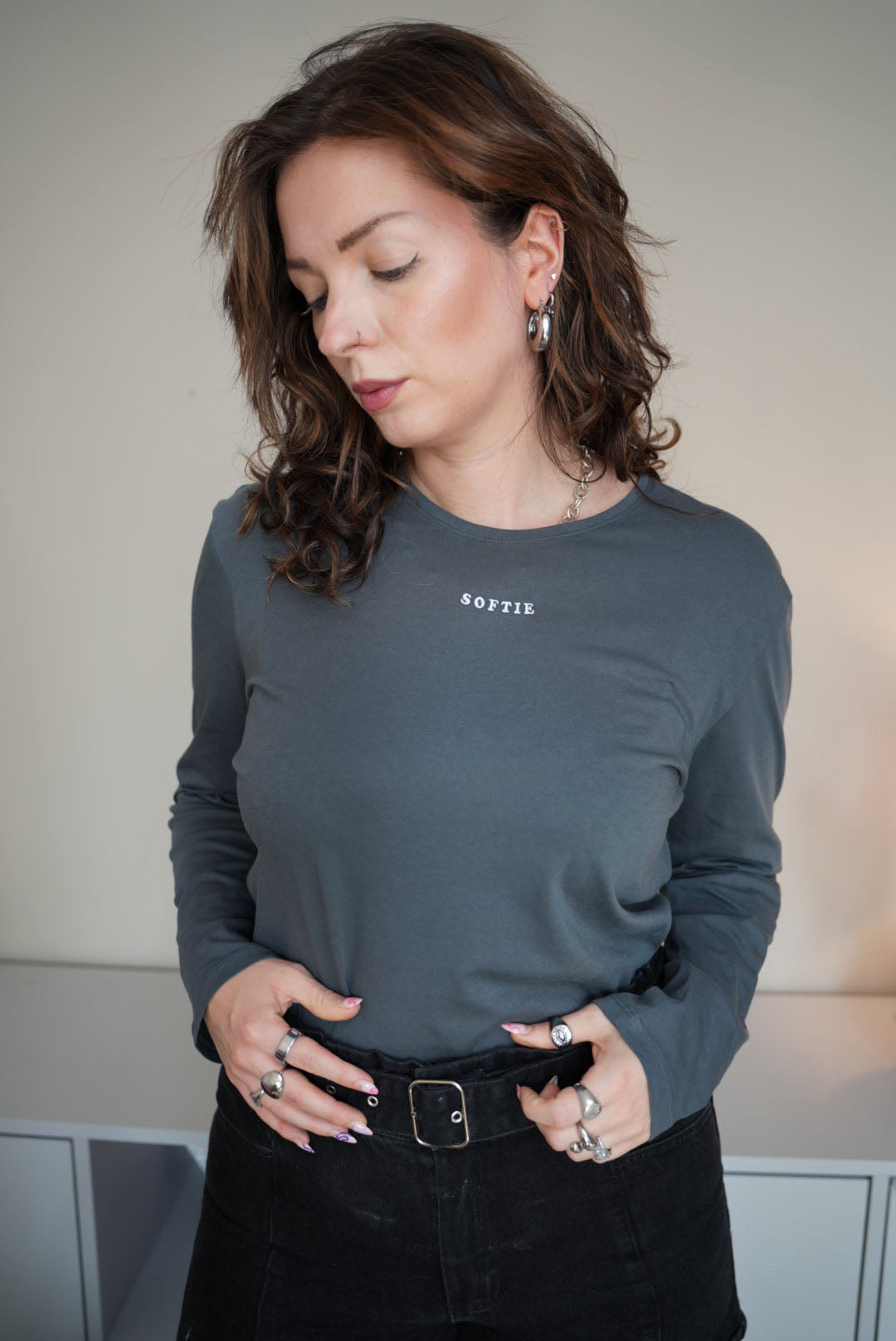 light Longsleeve „Softie“ in graublau